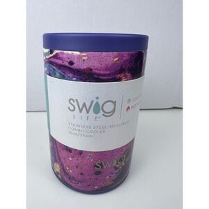 Swig Life Stainless Steel Insulated 12oz Combo Cooler Purple Rain Swirl